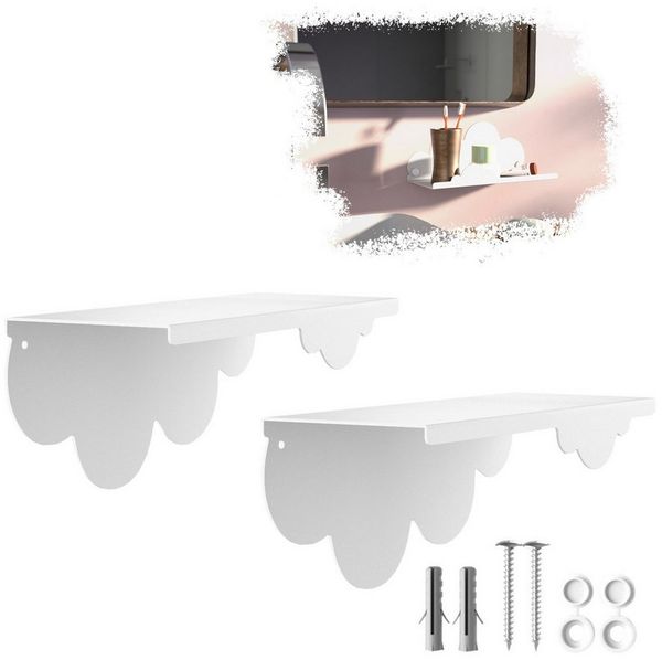 SO-TECH® Wandregal Schweberegal HOVER-XI 25 x 10 x 10 cm inkl. Befestigungsset, 2-tlg, Wandmontage, für Bad Küche oder Wohnzimmer, Weiß