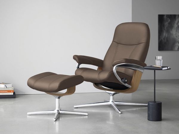 Stressless® Fußhocker Consul, mit Cross Base, Größe S, M & L, Holzakzent Eiche