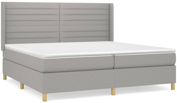 vidaXL Boxspringbett mit Matratze Stoff Hellgrau 200x200 cm, Härtegrad: H2 [3132097]