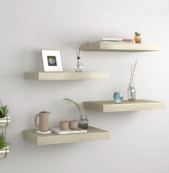 vidaXL Schwebende Wandregale 4 Stk. Eichefarben 40x23x3,8cm MDF 323870