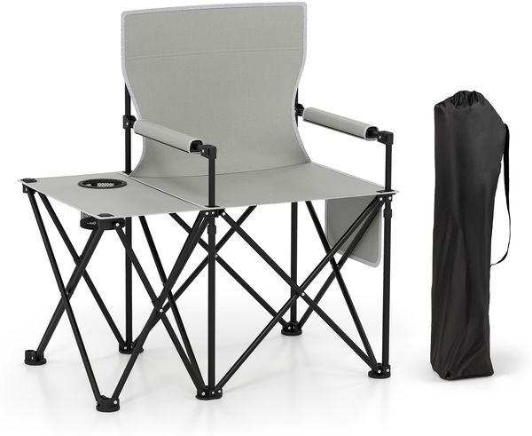 2er Set Strandstuhl faltbarer Picknickstuhl mit 5 Positionen verstellbarer Rückenlehne mit Armlehnen Grau