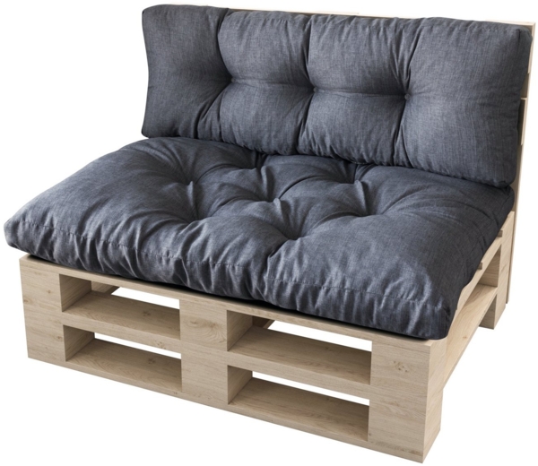 sunnypillow Palettenkissen Malmo - Set Sitzkissen 120x80x12 + Rückenkissen 120x40x15, palettenmöbel palettencouch polsterauflage