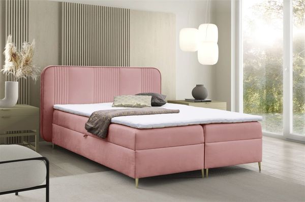 Boxspringbett Schlafzimmerbett AVERY 140x220cm Stoff Magic Velvet Rosa