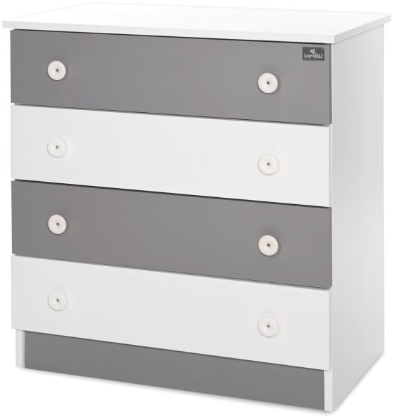 Lorelli Kommode Dresser 81 x 50 x 86 cm, 4 große Schubladen, schnelle Montage weiß dunkelgrau