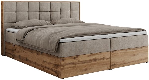 MKS MÖBEL Boxspringbett ALBERO 1 (Set, Packung, Topper T25/Visco, Stauraum, Matratzen, Bettkästen, T30-Schaum), Doppelbett, Multipocket-Matratzen, Möbelplatten, Praktisch