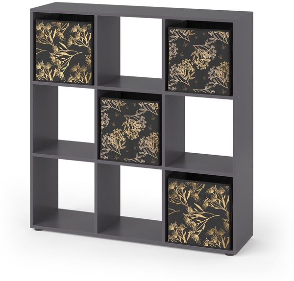 Raumteiler Nove Schwarz 104 x 108 cm mit 4 Faltboxen opt. 1 Vicco