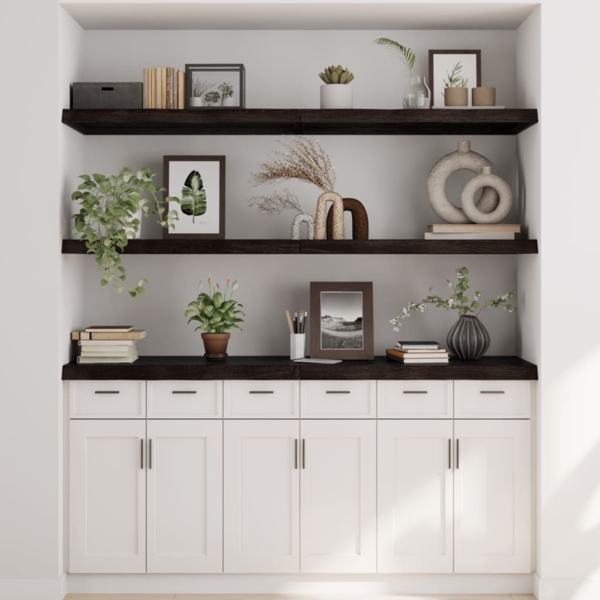 vidaXL Wandregal Dunkelbraun 180x50x(2-6)cm Massivholz Eiche Behandelt