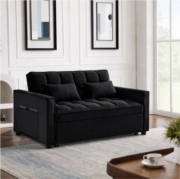 HTI-Living Sofa Sofa mit Schlaffunktion Schwarz, Stück 1 Teile