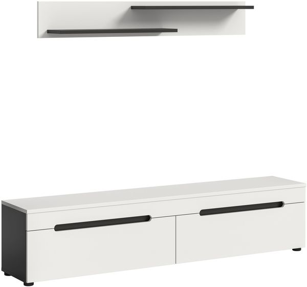 Lowboard inkl. Wandboard (B/H/T: 170x38x33 cm) in weiß Nachbildung