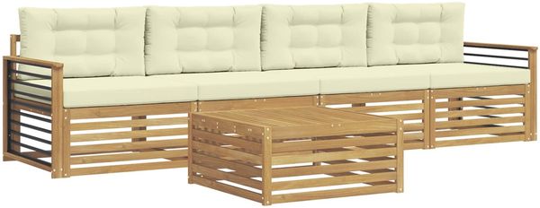 vidaXL Outdoor-Sofagarnitur 5 pcs Weiß und Creme Massivholz Akazie 3390015 Bild 2