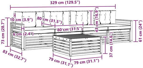 vidaXL Outdoor-Sofagarnitur 5 pcs Weiß und Creme Massivholz Akazie 3390015 Bild 6