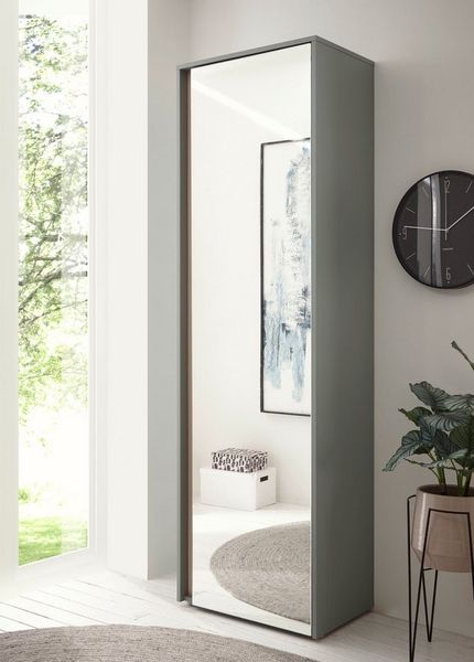 Home affaire Garderobenschrank GiRON/CiTY, moderner Garderobenschrank, Kleiderschrank mit Stauraum Spiegeltür, Teleskopauszug, Tür beidseitig montierbar, 60 cm breit