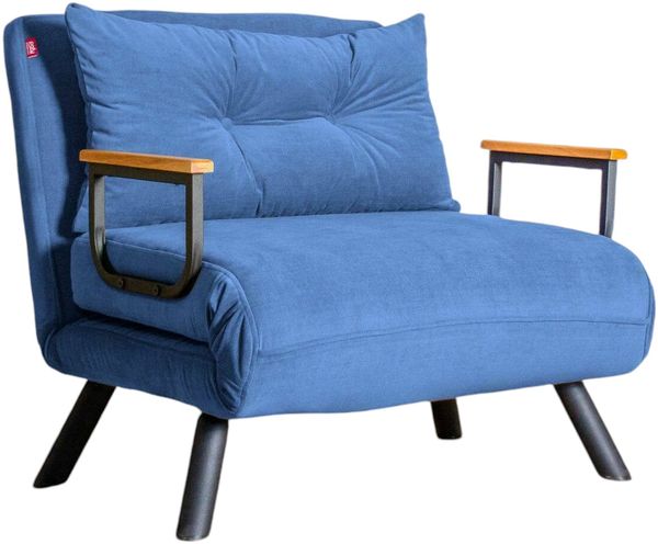 Dmora Sessel Keoni, Gepolsterter Sitz, Einzelsofa im Wohnzimmer, Stuhl mit Armlehnen, 60x78 h78 cm, Blau