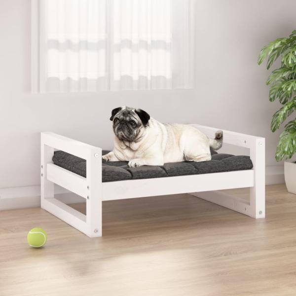 vidaXL Hundebett 65,5x50,5x28 cm Massivholz Kiefer, Weiß