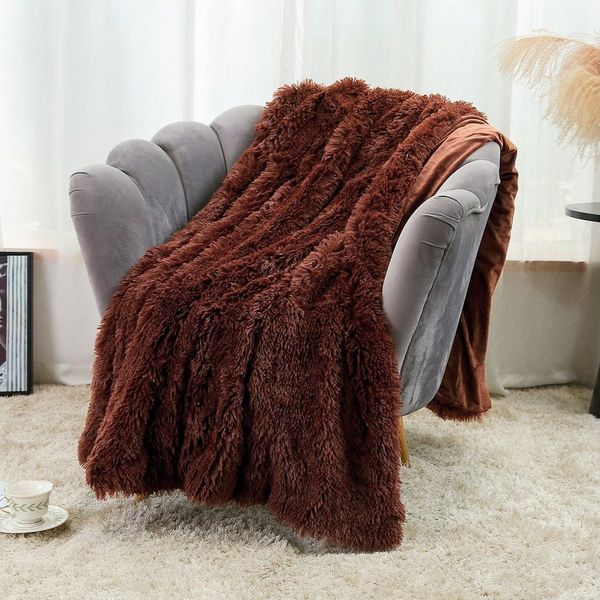 Rosnek Tagesdecke Warm, Flanell, lang zottelig flauschig, für Sofabettdecke Babydecke