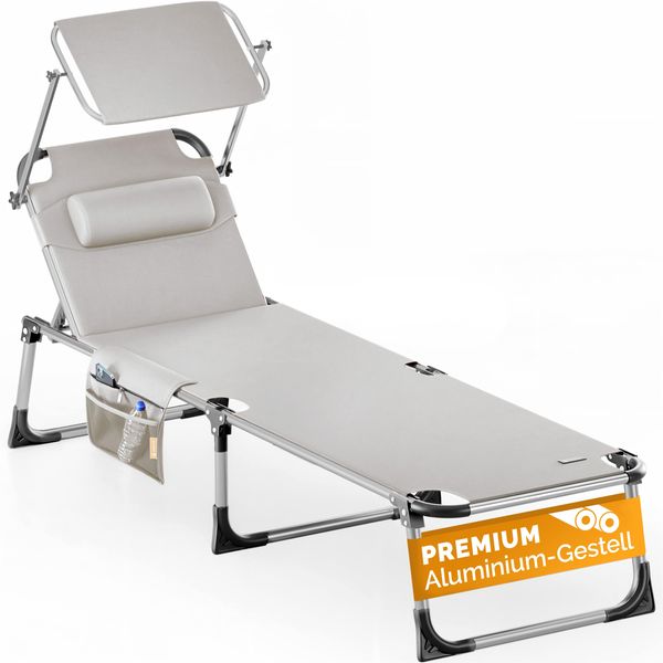 Casaria 'Malta' Sonnenliege, Aluminium creme