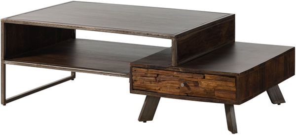 Couchtisch Akazie / Altholz 135x70x45 braun lackiert SEVILLA #27