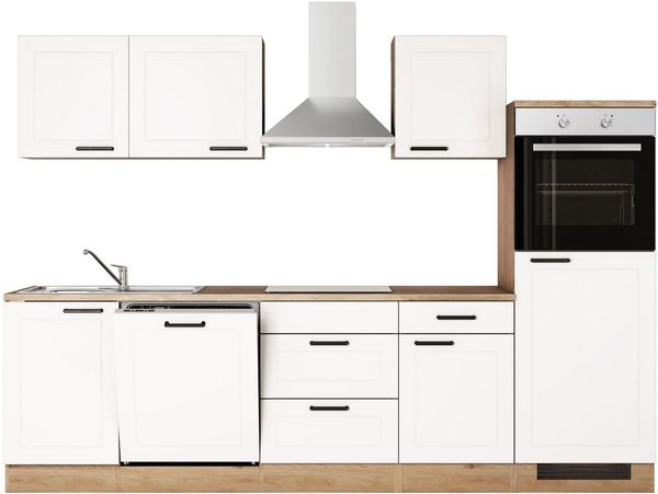 Flex-Well Küche ROMEO & JULIA, im Landhaus-Stil, Breite 280 cm, wahlweise mit E-Geräten und Spüle in edelstahl oder schwarz