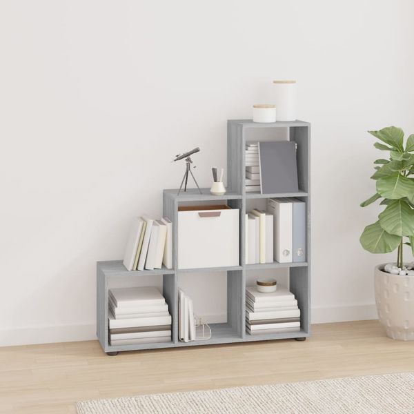 Treppenregal, Bücherregal Grau Sonoma 107 cm Holzwerkstoff