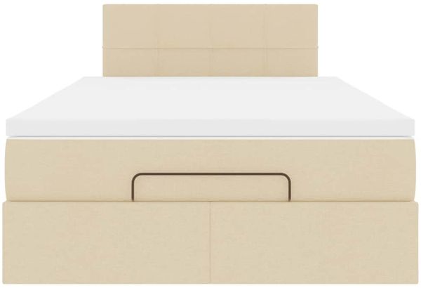 vidaXL Ottoman-Bett mit Matratze Creme 120x200 cm Stoff 3311454 Bild 7