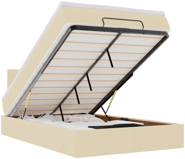 vidaXL Ottoman-Bett mit Matratze Creme 120x200 cm Stoff 3311454