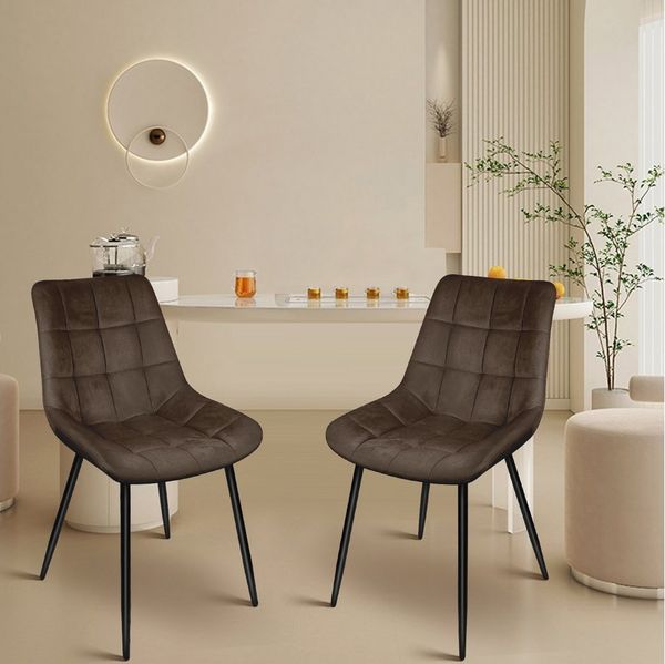 JEOBEST Esszimmerstuhl Küchenstuhl Eleganter Polsterstuhl am Esstisch, (Set, 2 St), Sitzfläche aus Samt, Metallbeine Wohnzimmerstuhl