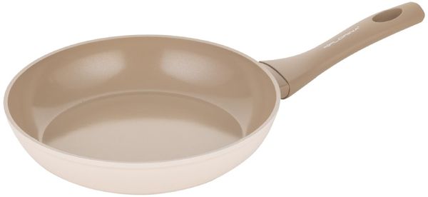 FLORINA Schmiedaluminium Pfanne MOKKA | Bratpfanne 20 cm mit Keramikbeschichtung | Für Induktions-, Gas-, Elektroherd | Leicht zu Reinigen | Soft-Touch-Holzoptik-Griff | Hitzebeständig und kratzfest