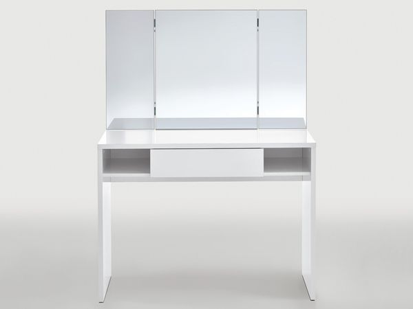 Schminktisch >Sally< in Weiß Edelglanz - 100x137,5x44cm (BxHxT) Bild 5