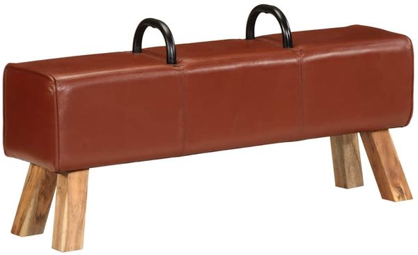 vidaXL Bank Turnbock-Design Braun 110 cm Echtleder 356379
