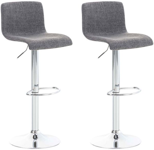 Barhocker 2er Set BERLIN - Hellgrau, Stoff Barhocker mit Lehne Barstuhl Tresenhocker Tresenstuhl Kneipenhocker Kneipenstuhl