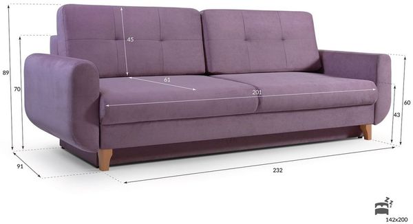 Sofa Designersofa ARLET 3-Sitzer in Stoff Riviera Hellgrau Bild 5