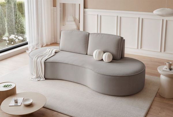 Sofa Designersofa ARLET 3-Sitzer in Stoff Riviera Hellgrau