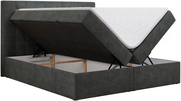 Boxspringbett - Polsterbett mit LED Kopfteil - GOLD-5 - 160x200cm - Dunkelgrau Stoff - H4 Bild 4