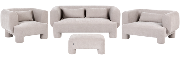 Sofa Set 6-Sitzer HOGBO Stoff Beige mit Ottomane