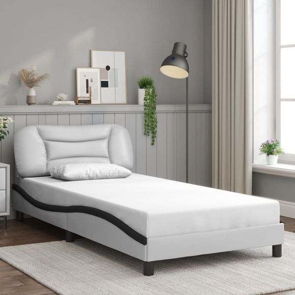 vidaXL Bettgestell ohne Matratze "Hvar" Weiß und Schwarz 100x200 cm Kunstleder 3207987