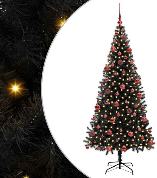 vidaXL Weihnachtsbaum mit 300 LEDs mit Ständer Schwarz 180 cm PVC 3396478 Bild 2