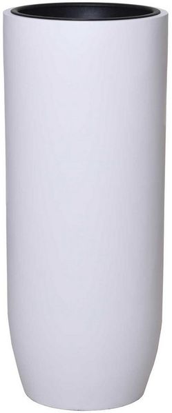 VIVANNO Bodenvase Fiberglas SOLERIO Rund, Weiß Matt 33x80 cm