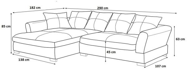 Couchgarnitur TIZIAN L-Form in Wildlederoptik-Hellgrau/ Ottomane Links Bild 2