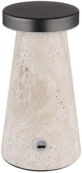 LED Tischleuchte, Akku, Touch, Travertine Stein, H 16 cm Bild 6