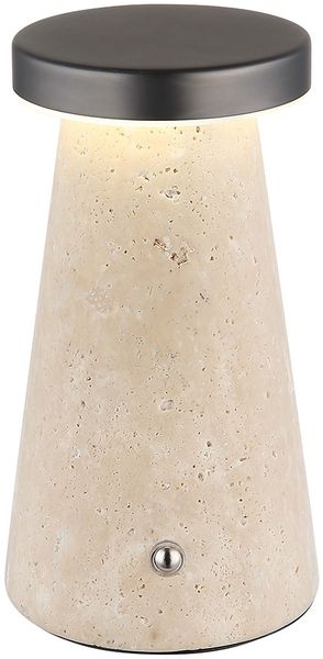 LED Tischleuchte, Akku, Touch, Travertine Stein, H 16 cm Bild 7