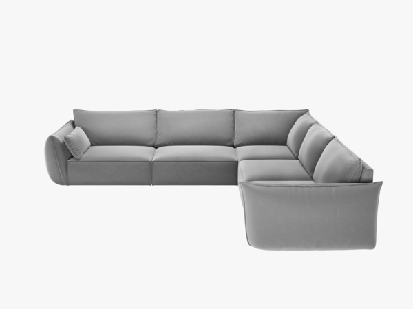 Micadoni Ecksofa Kaelle 7-Sitzer Samt Bluvel Grau