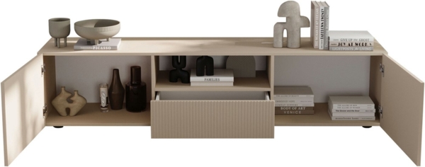 INOSIGN Lowboard Rio Breite 181 cm, TV-Board 2 Türen u. 1 Schubkasten, TV-Schrank, geriffelte MDF-Fronten, modern u. elegant, Kabelführung, viel Stauraum Bild 2