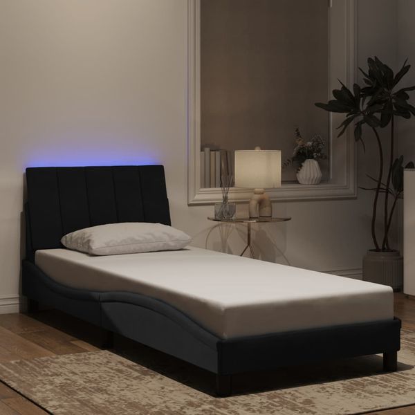 vidaXL Bettgestell mit LED ohne Matratze "Hanko" Schwarz 90x200 cm Samt 3213759
