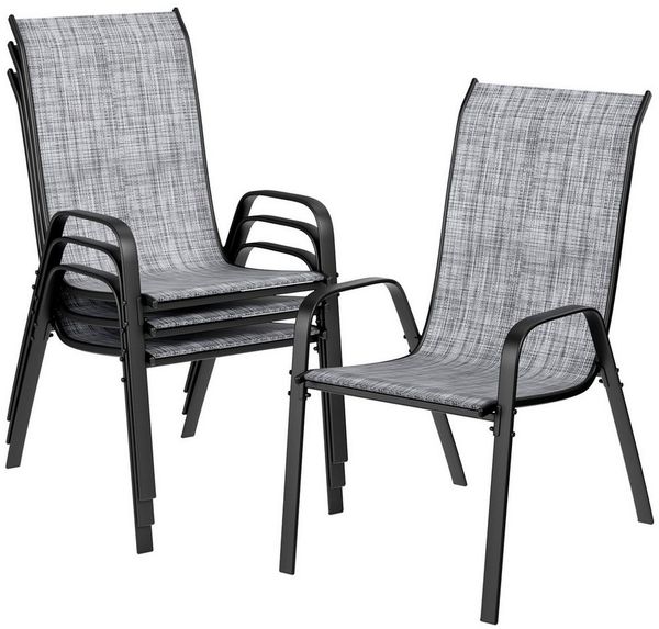 TLGREEN Stapelstuhl Gartenstühle Stapelstuhl,Camping Stapelbar Hochlehner, (Terrassenstuhl Textilene Stahlgestell für Gärten Innenhöfe Balkone Restaurants, 4 St), 150 kg Belastbar