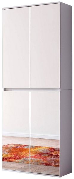 Furn. Design Garderobenschrank Reflect (Garderobe und Schuhschrank in weiß, 74 x 191 cm) variable Inneneinteilung