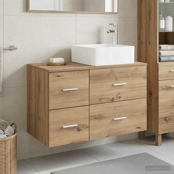 vidaXL Badezimmermöbel-Set 2 pcs Artisan-Eiche Holzwerkstoff 3403967