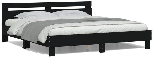 vidaXL Bettgestell mit Kopfteil und LED-Beleuchtung Schwarz 180x200 cm 3207526 Bild 5