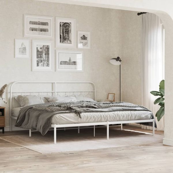 vidaXL Bettgestell mit Kopfteil Metall Weiß 200x200 cm 377173