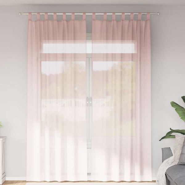 vidaXL Voile Vorhänge mit Stangentaschen 2 Stk. Hellrosa 4102190