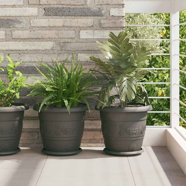 vidaXL Runde Blumenplatte 6 pcs Schwarz Ø 14x2 cm Kunststoff 42020310